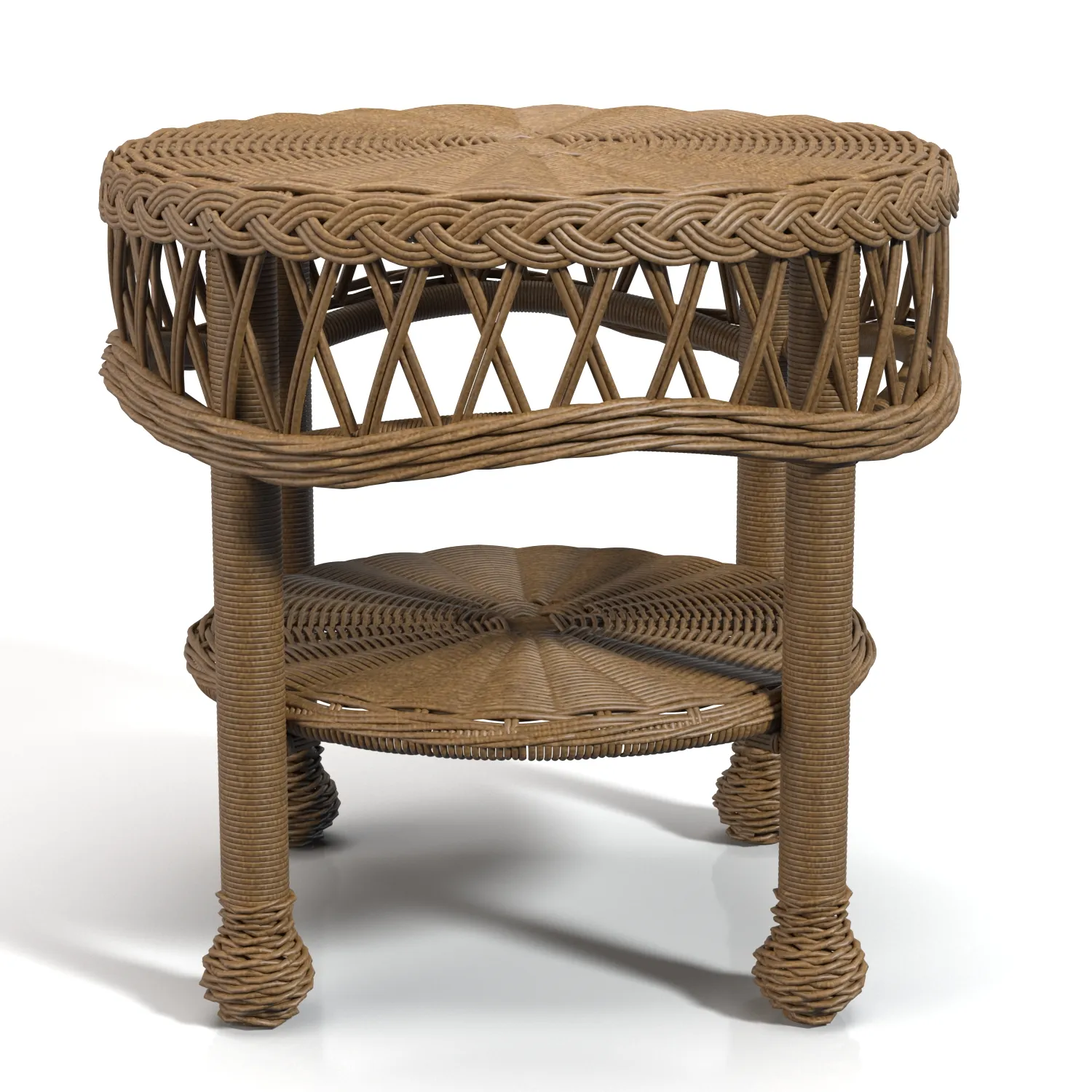 Outdoor Round Wicker Table PBR 3D Model_03
